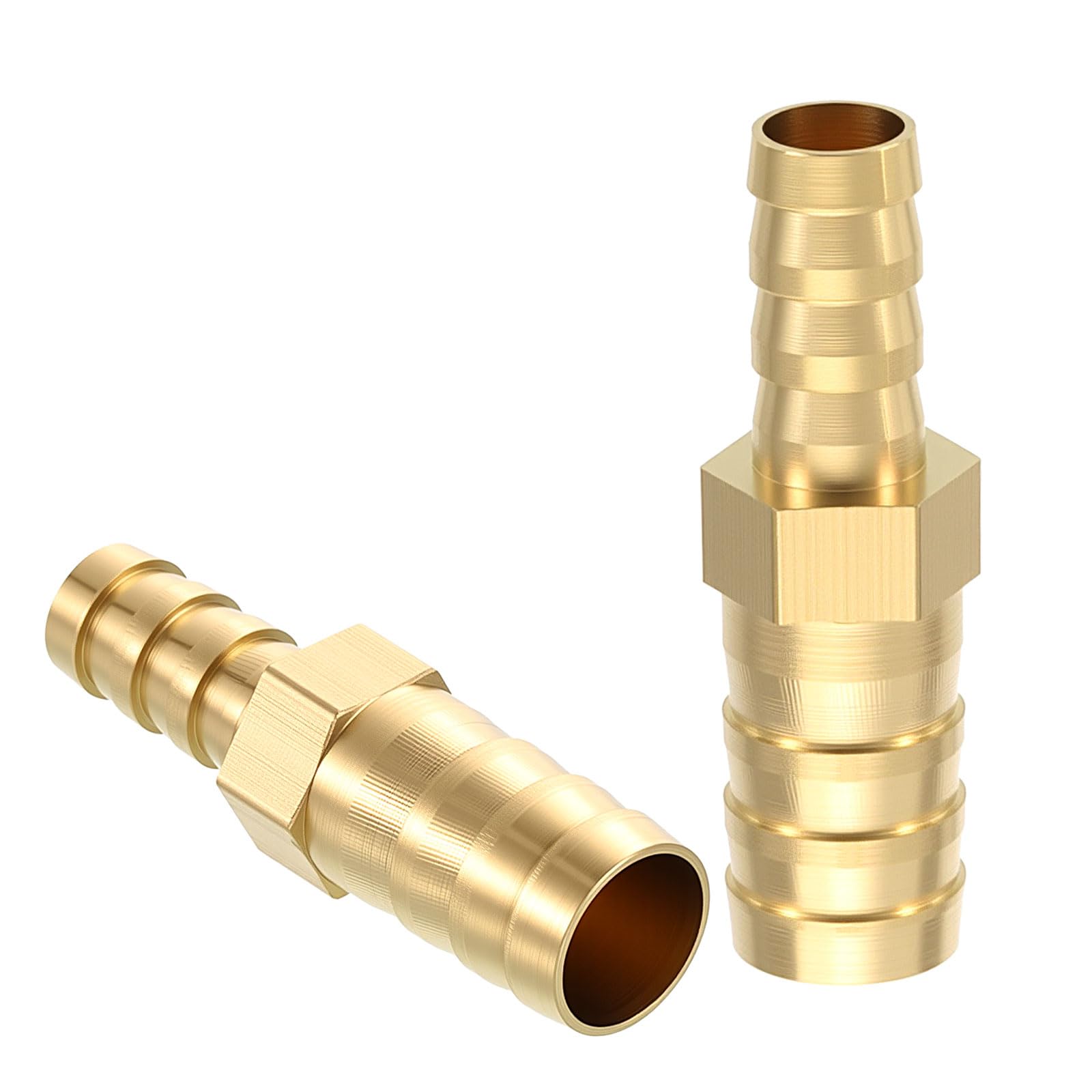 sourcing map 2pcs 3/8"(10mm) to 3/16"(5mm) Brass Hose Barb Fitting Metals Splicer Mender for 3D Printing, Air Compressor, CNC Machine, Dies — image 1