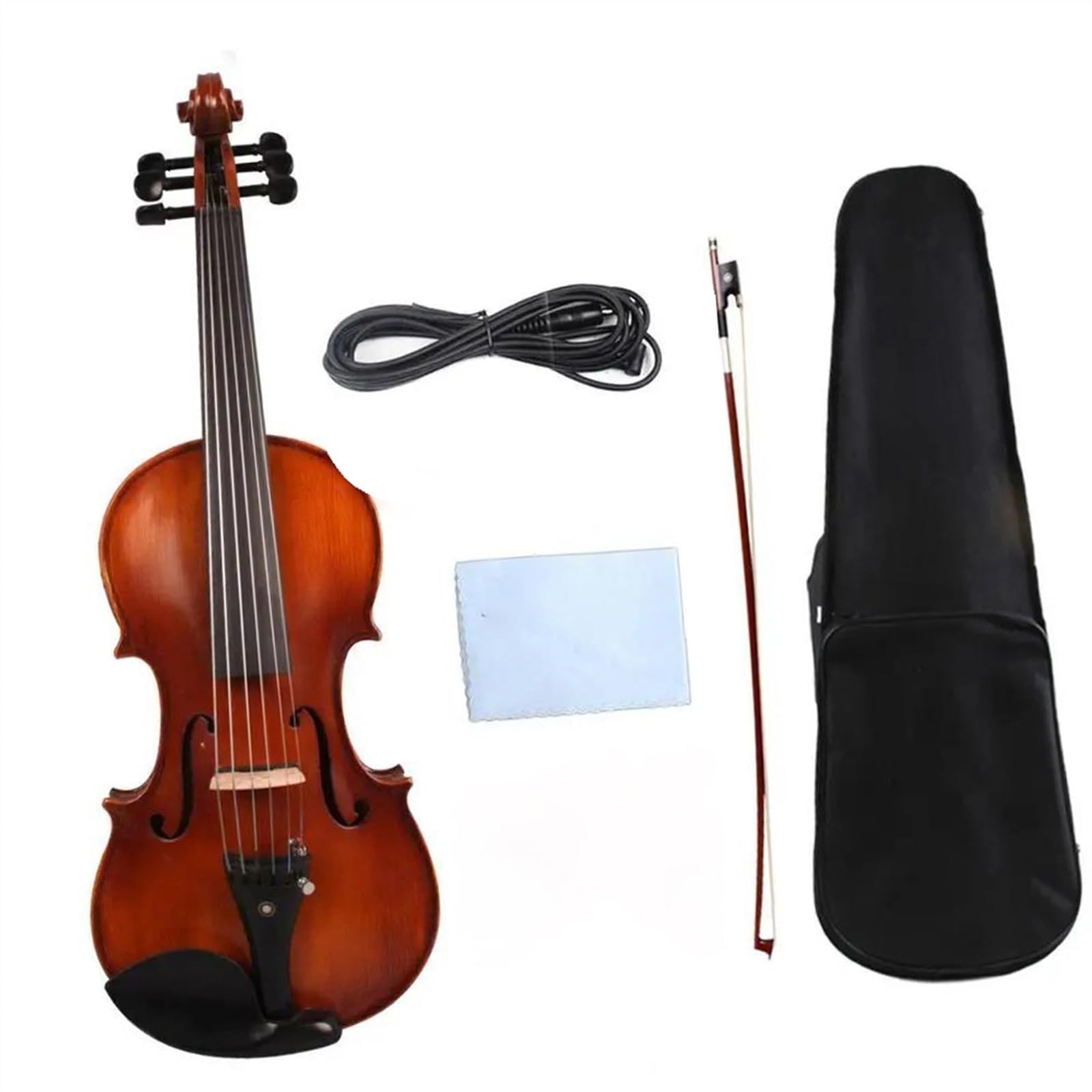 Professional Violin 4/4 Size 6 String Electric Acoustic Violin Solid Wood Nice Sound Dark Red
