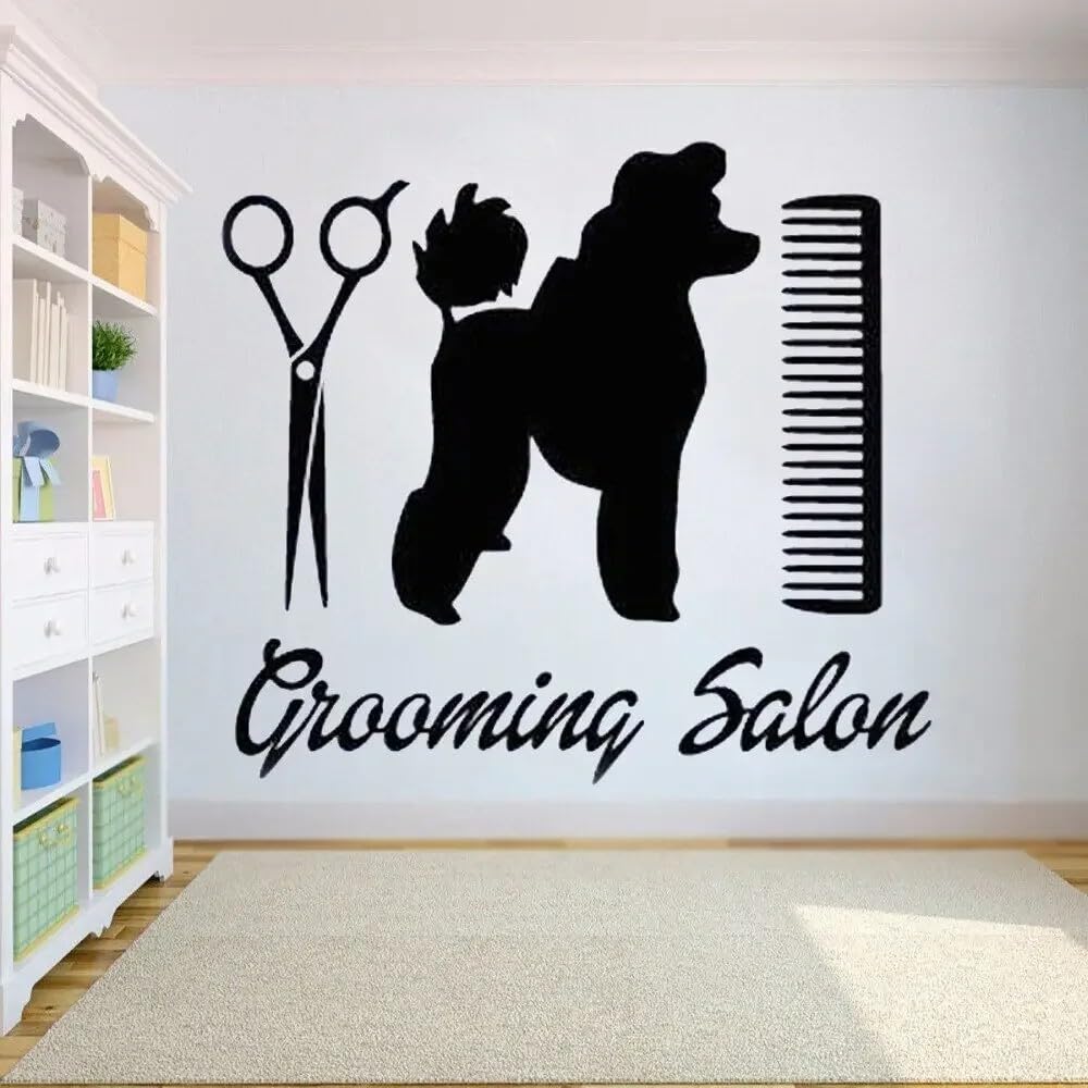 Vinyl Wall Sticker for Pet Shop Dogs Grooming Salon Decoration Animals Anime Wall Decal Bedroom Decals Home Decor 42X38cm