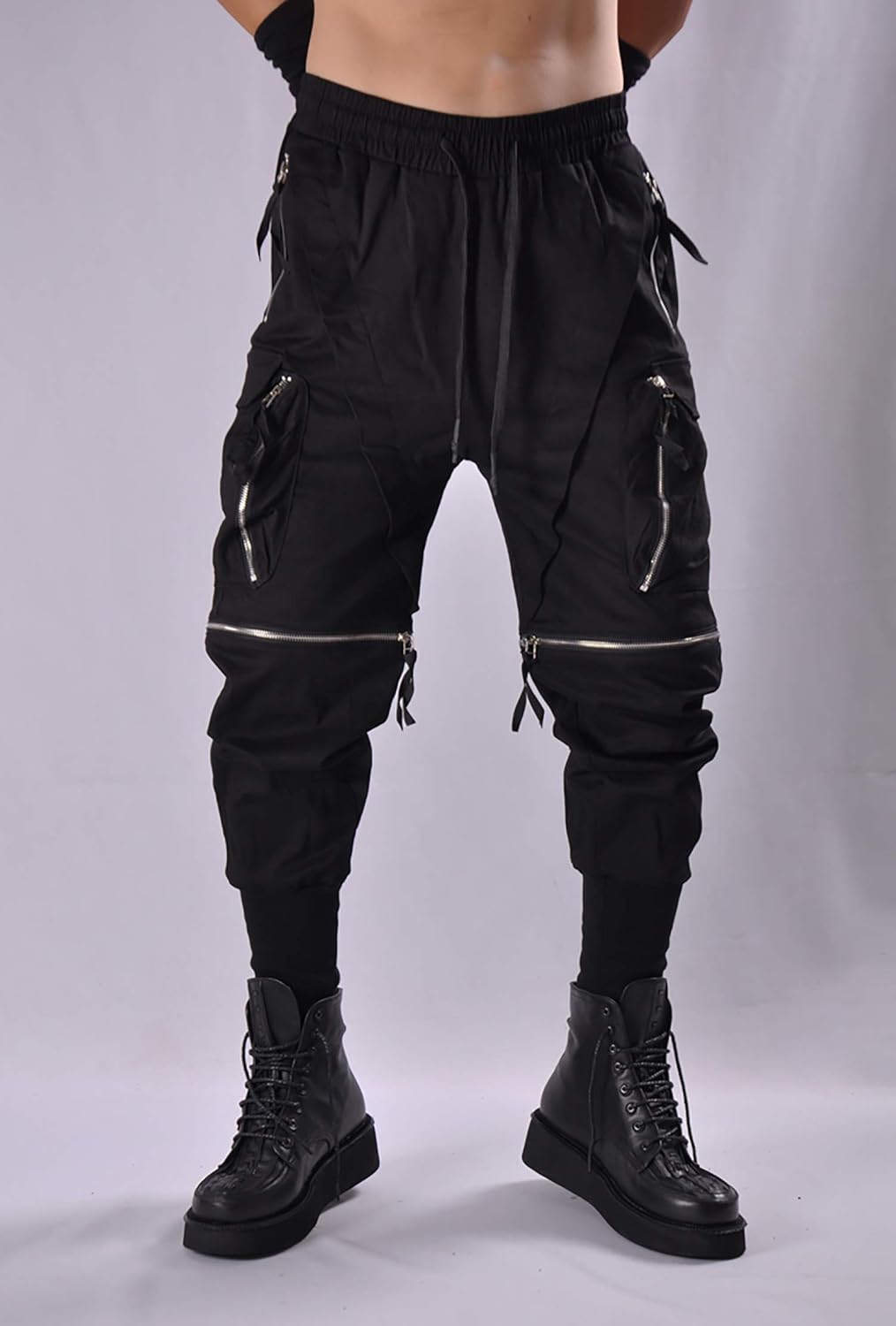 MOKEWEN Men's Jogger Pockets Ankle Athletic Ankle Cargo Pants Medium U014