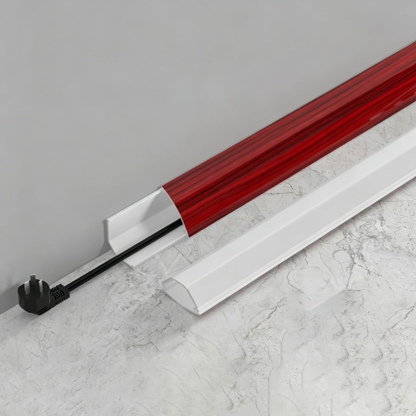 Goulotte Passe Cable Cache-câbles Muraux en PVC, 1 À 2 M De Long, Autocollant, Imitation Bois, Cache-câbles pour Plinthes Électriques Et Coins De Sol.(D,1m/39.4'')