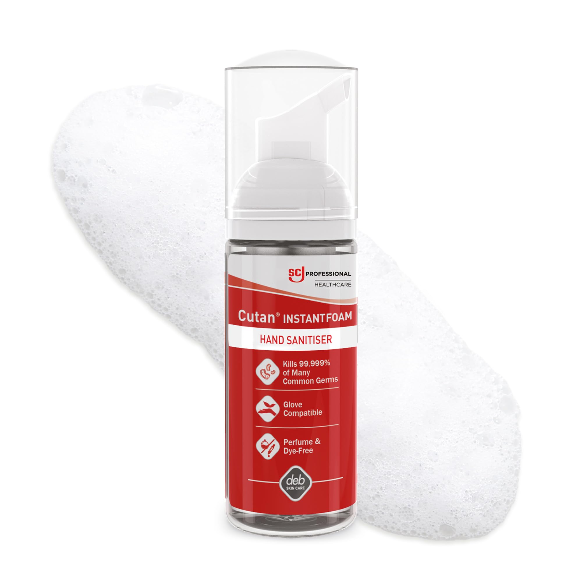 SC Johnson Professional Cutan InstantFOAM – Alcohol-Based Foam Hand Sanitiser – Full Virucidal Protection – Non-Sticky – Perfume Free – Dye Free – 47ml Pocket Bottle – For Professional Use Only