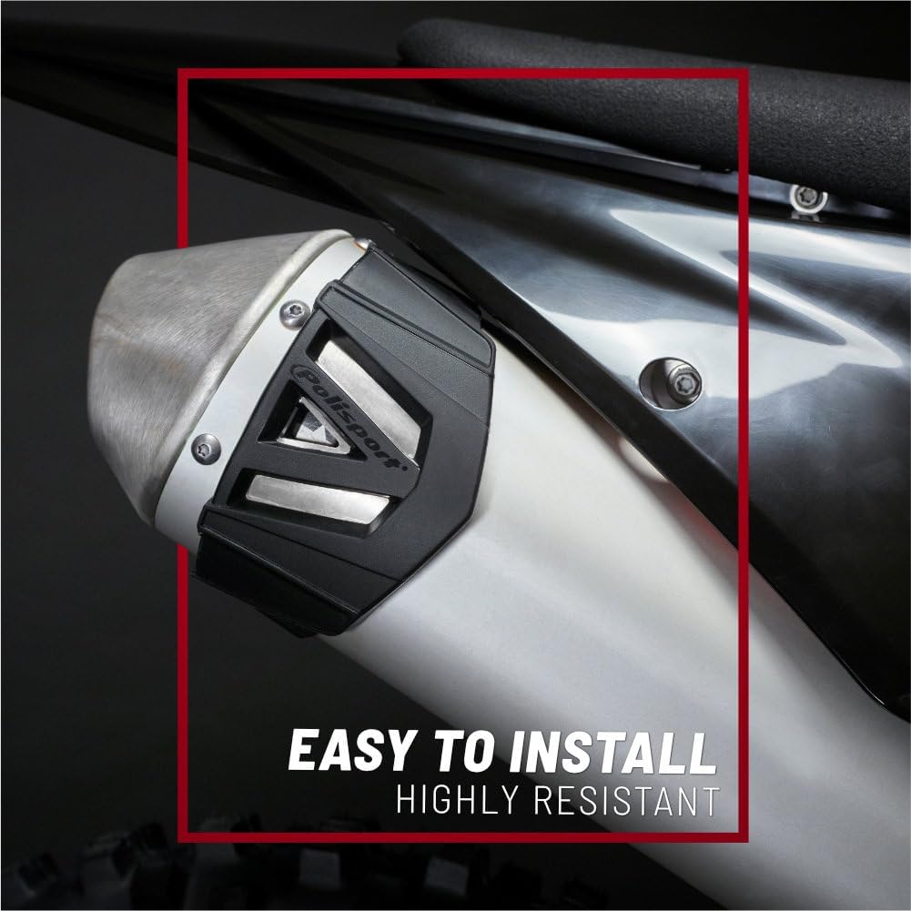 Polisport Silencer Protector (340-400mm/13.4-15.7in) - Durable Silicone-Metal Motorcycle Exhaust Guard, Easy Install, Universal Fit (Red)