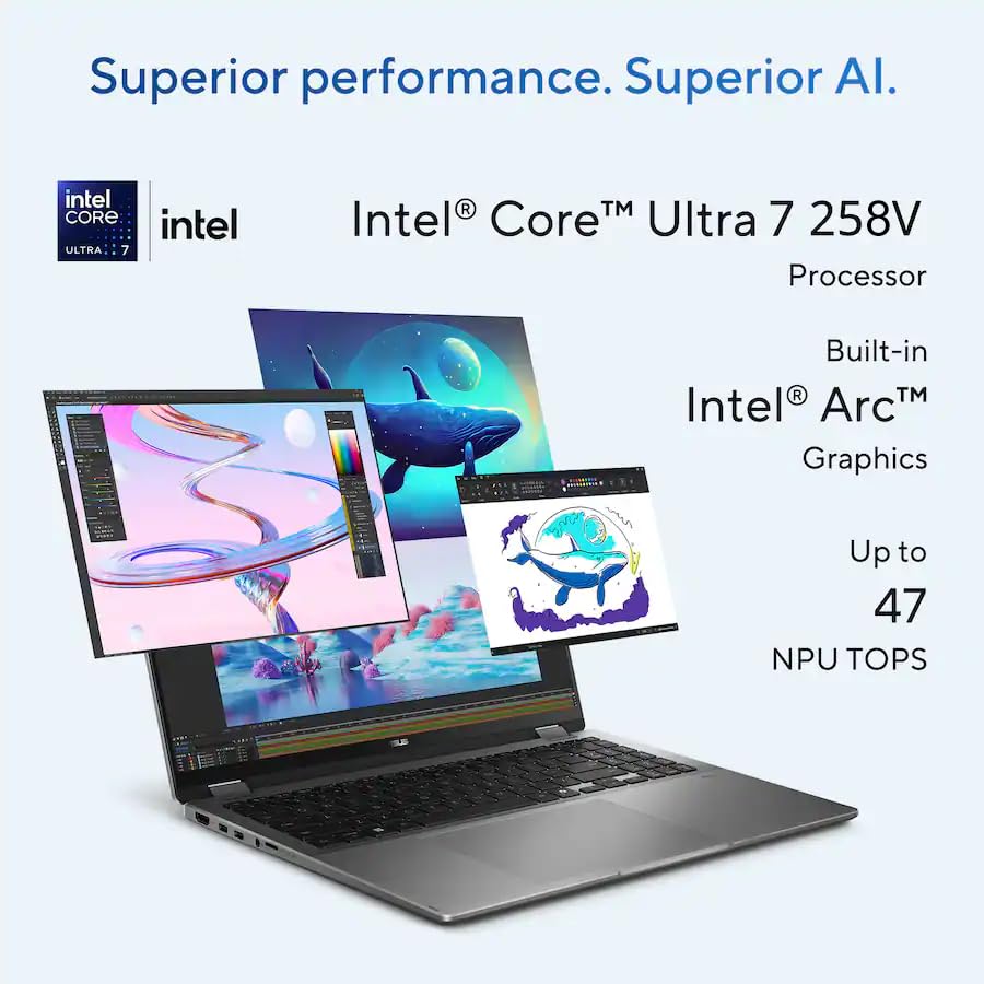 Image of ASUS Vivobook 16 Flip, 16 inch 2-in-1 Laptop, Ultra 7 258V, 32GB DDR5, 1TB SSD