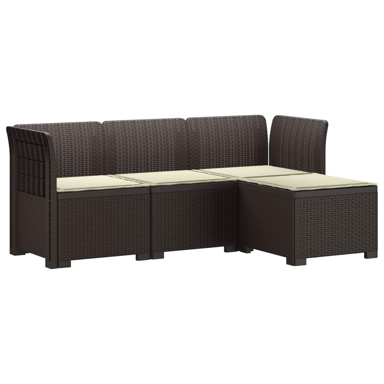 4-osobowa sofa ogrodowa z poduszkami, brązowa, polipropylen, odporna na warunki atmosferyczne, odporna na działanie warunków atmosferycznych, odporna na działanie promieni UV, nowoczesny