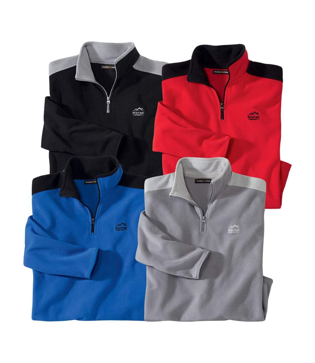 ATLAS FOR MEN - Set di 4 Maglioni in Micropile da Uomo - Leggeri e Morbidi - Perfetti per l'inverno - Disponibili in Taglie Grandi da M a 5XL
