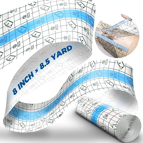 BFONS Tattoo Aftercare Waterproof Bandages 8 in x 8.5 yd Tattoo Cover Up Tape, Tattoo Supplies Second Skin Bandage Flat Roll Transparent Film Wound Healing Protective Clear Sterile and Safe Bandages