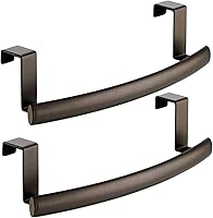 Vista 9 de mDesign Barra Curva de Acero para Puerta, Toallero Almacenaje, Colgador para Armario o Mueble, Soporte para Cocina, Baño - Sostiene Toallas