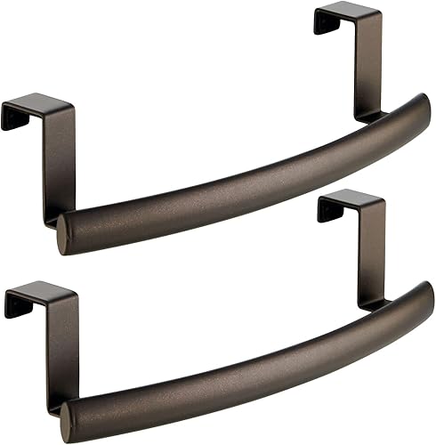 Miniatura 8 de mDesign - Barra de toallas curva de acero para colgar sobre la puerta, colgador para armario o armario, soporte de almacenamiento para cocina, baño