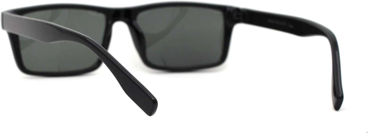 Tempered Glass Lens Classic Narrow Rectangular Mens Plastic Sunglasses - Image 3
