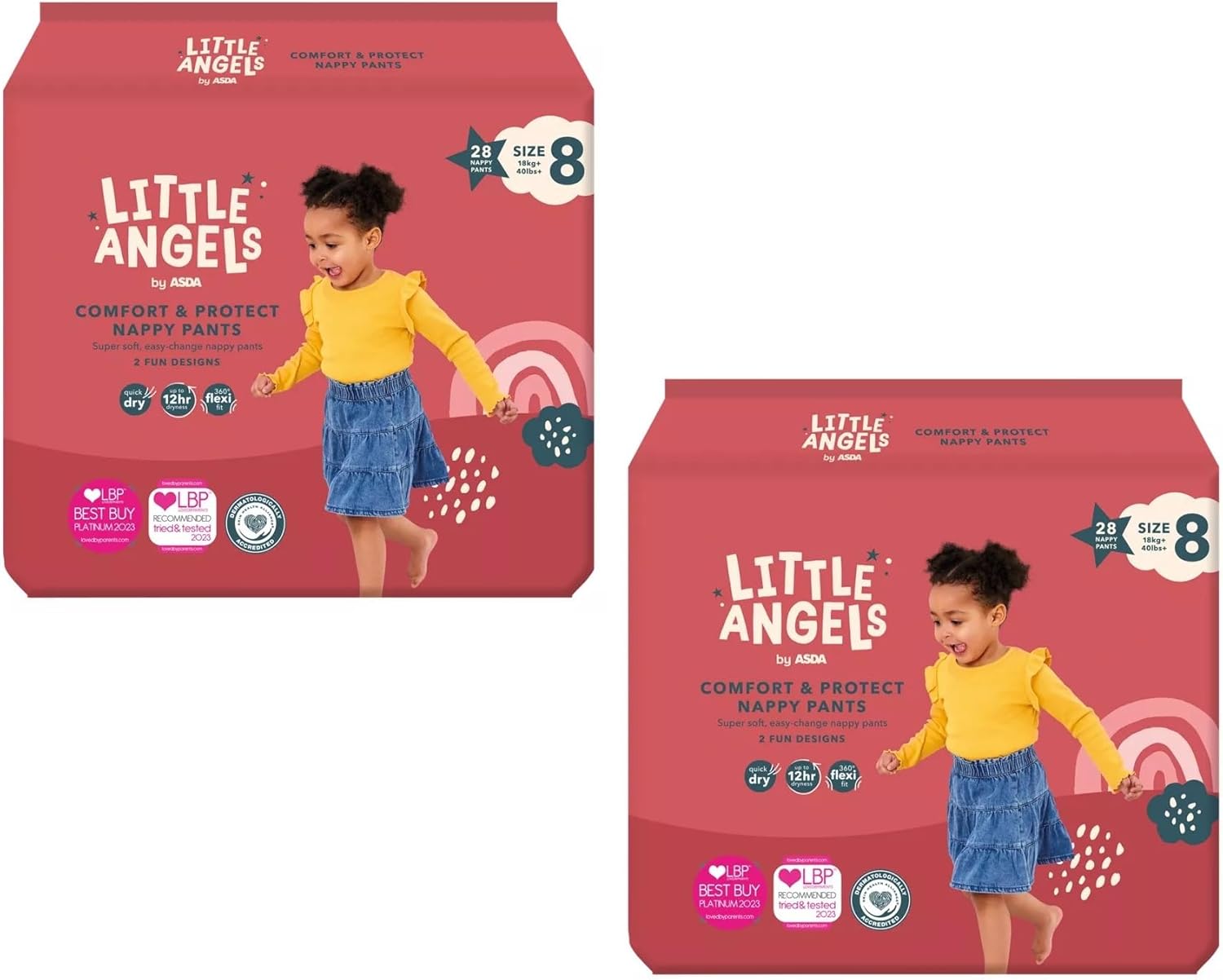 2X ASDA Little Angels Size 8 Nappy Pants 28 Pack Amazon.co.uk Baby Products