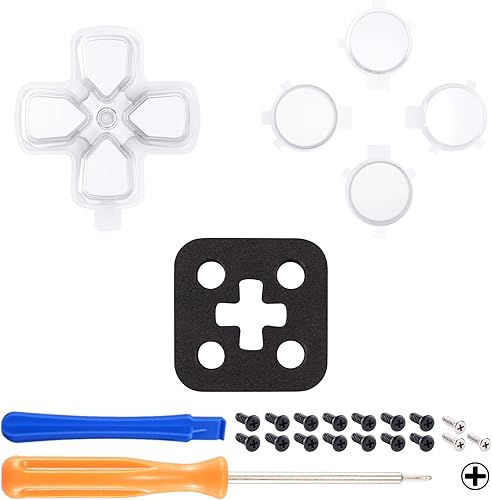 Miniatura 2 de eXtremeRate Robot de dos tonos blanco y transparente personalizado Dpad botones de acción reemplazo sin letra Impresión Botones faciales D-pad