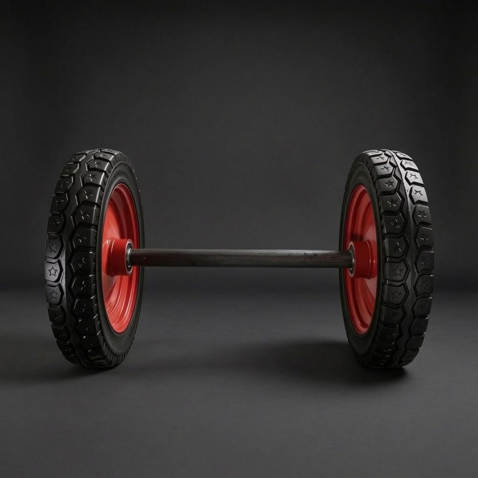 Rueda de Goma Sólida para Remolque Conjunto Llanta Eje Neumático con Goma de Alta Densidad y Marcha Estable Cubo de Acero Rojo Adecuada para, Eje De 50 Cm