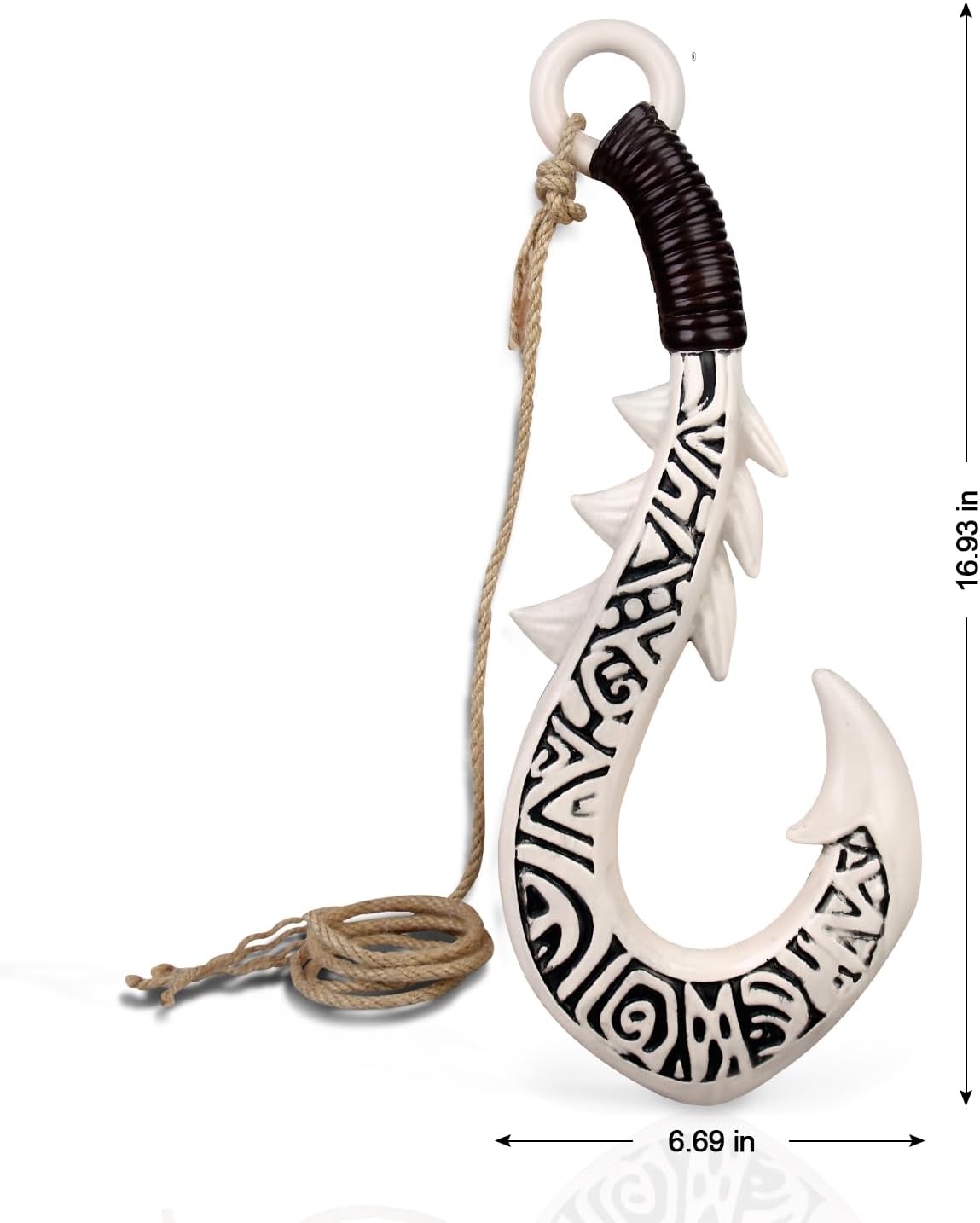 The Polynesian Demigod Maui-Inspired Cosplay Samll Fish Hook Props Engraved Hawaii Tribal Design (Ivory White)