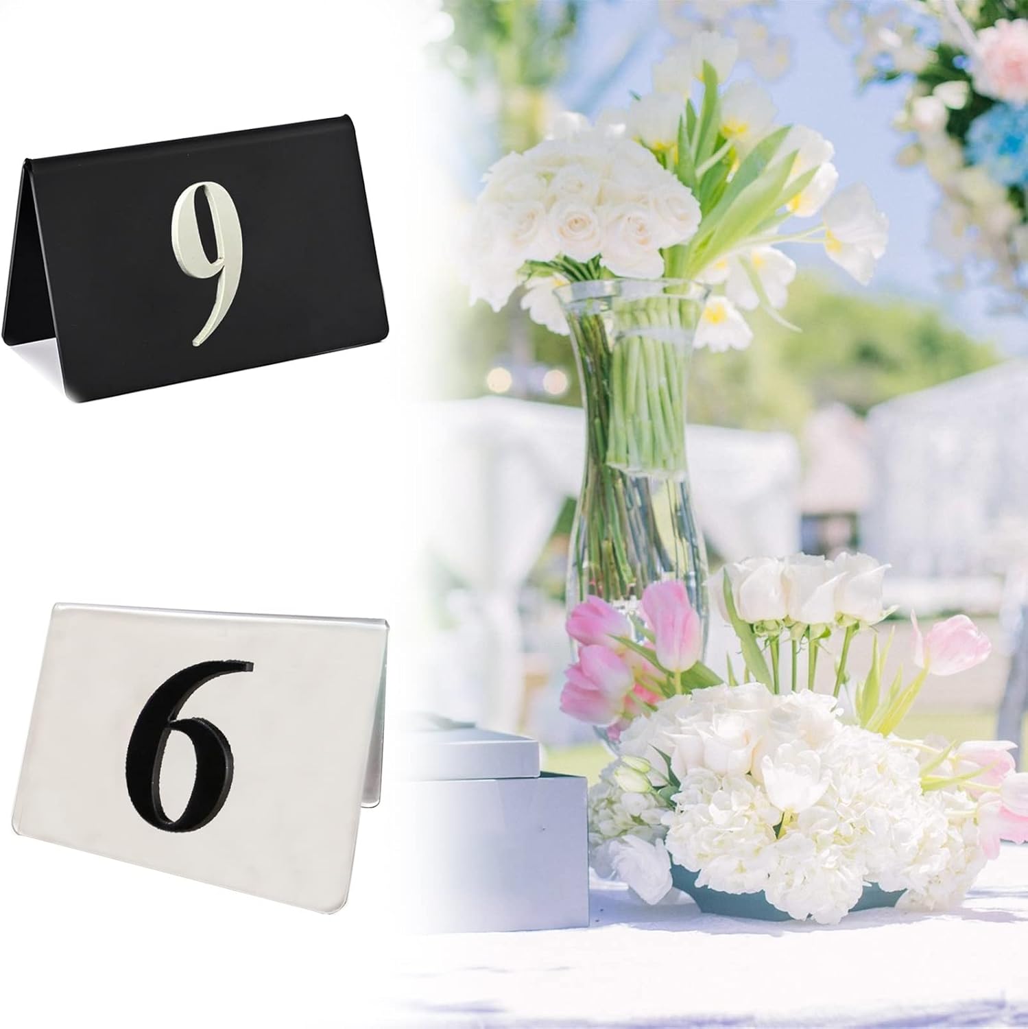 デジタルサインシートカード、3Dデジタル テーブルナンバーカード、アクリルテーブルナンバー、透明・黒色つや消し デジタル 座席札、レ