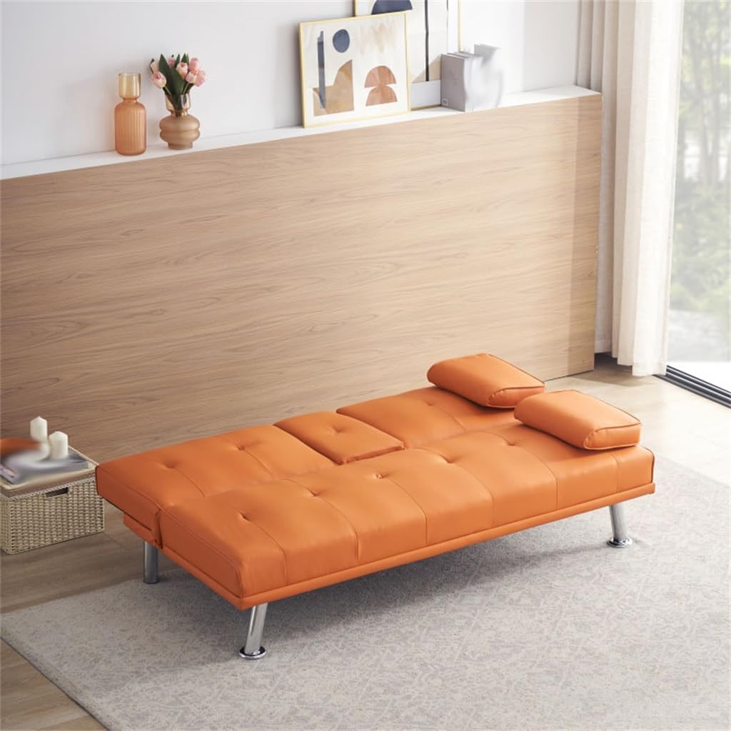 67" Leather Multifunctional Folding Sofa Bed for Office with Coffee Table for Indoor Livingroom Furniture