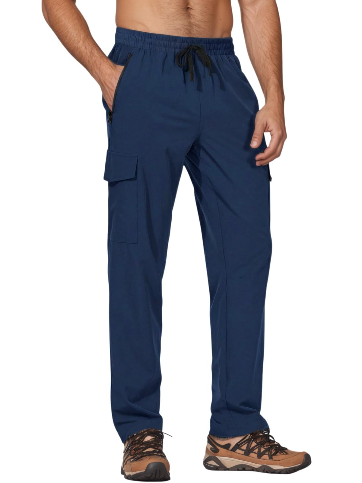 Auxo Mens Hiking Pants Quick Dry Ripstop Cargo Work Pants with Zipper Pockets for Outdoor Fishing Travel Athletic