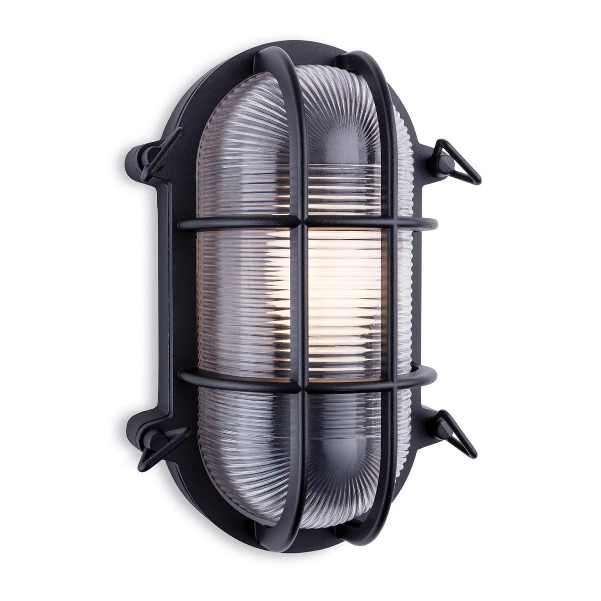 Firstlight Turin Outdoor Bulkhead Wall Light Oval Black IP65, E27