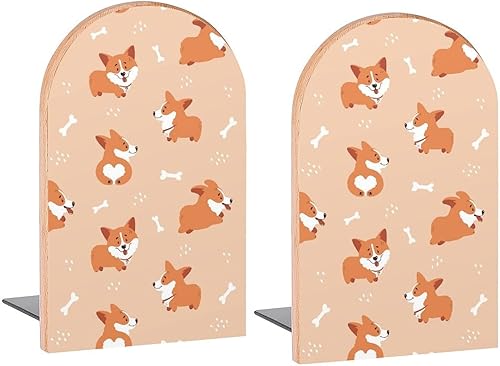 Lindos sujetalibros decorativos de madera para perros, corgi corgi, para estantes, habitación de los niños, escritorio en casa, oficina, tapones