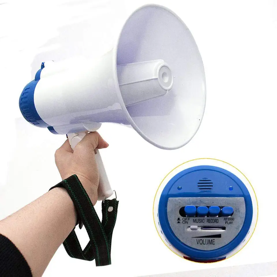 Megafone Portátil Profissional Recarregável Com Sirene Musical E Gravador Bivolt