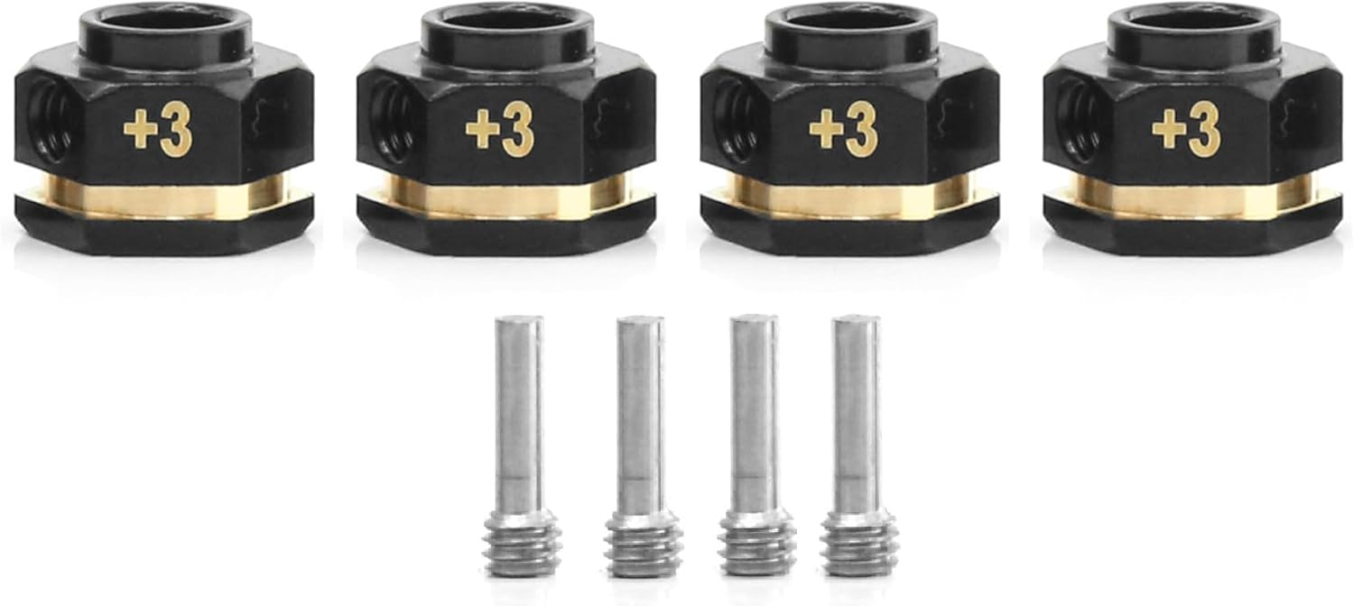 4PCS 12mm Wheel Hubs Hex Pins Adapter-Heavy Duty Brass (8/10/15/20mm) for TRAXXAS TRX4 TRX6 1/10 RC Crawler Car Upgrade Parts (20mm(Extended 15mm))