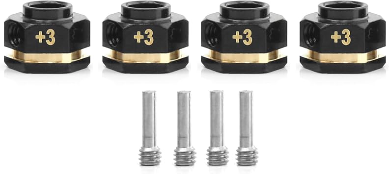 4PCS 12mm Wheel Hubs Hex Pins Adapter-Heavy Duty Brass 8/10/15/20mm for TRAXXAS TRX4 TRX6 1/10 RC Crawler Car Upgrade Parts 8mmExtended 3mm