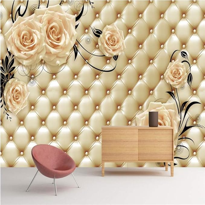 Amazon カスタム壁画壁紙任意のサイズの3dソフトパックイエローローズtv背景壁画壁紙papelde Parede 350x250cm Diy 工具 ガーデン