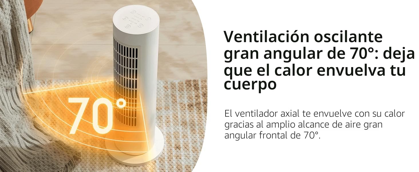Xiaomi Mi Heater Tower Lite White EU BHR6101EU - 2000W de potencia, 4 modos de funcionamiento, 70° de ventilación, blanco (Versión ES + 3 años de garantía)