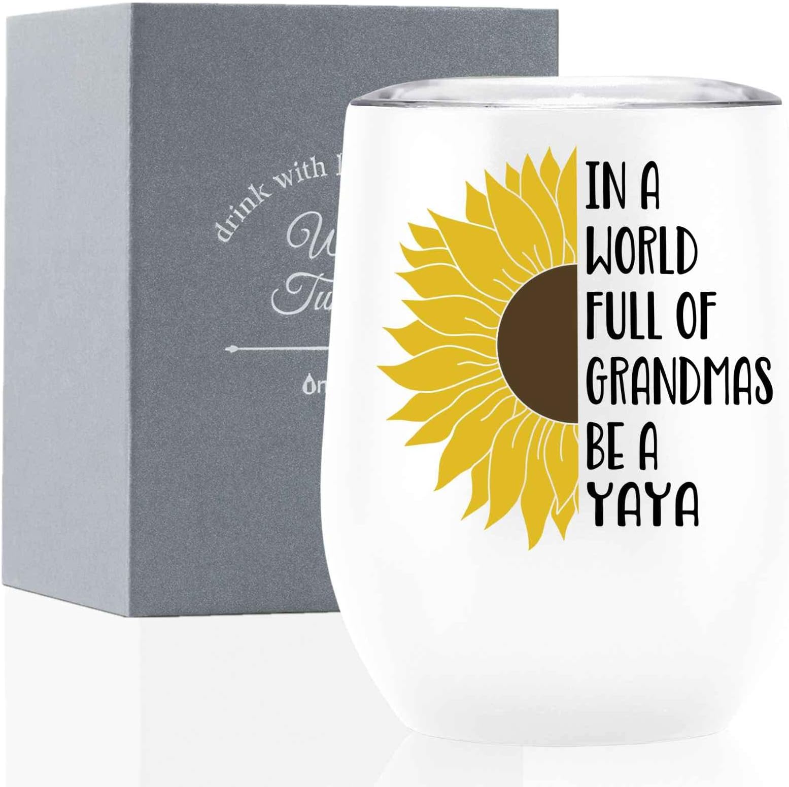 Onebttl Yaya Gift, Sunflower Grandma Gifts, 12oz Stainless Steel Insulated Tumbler for Sunflower Lovers, Perfect for Mother's Day, Birthday
