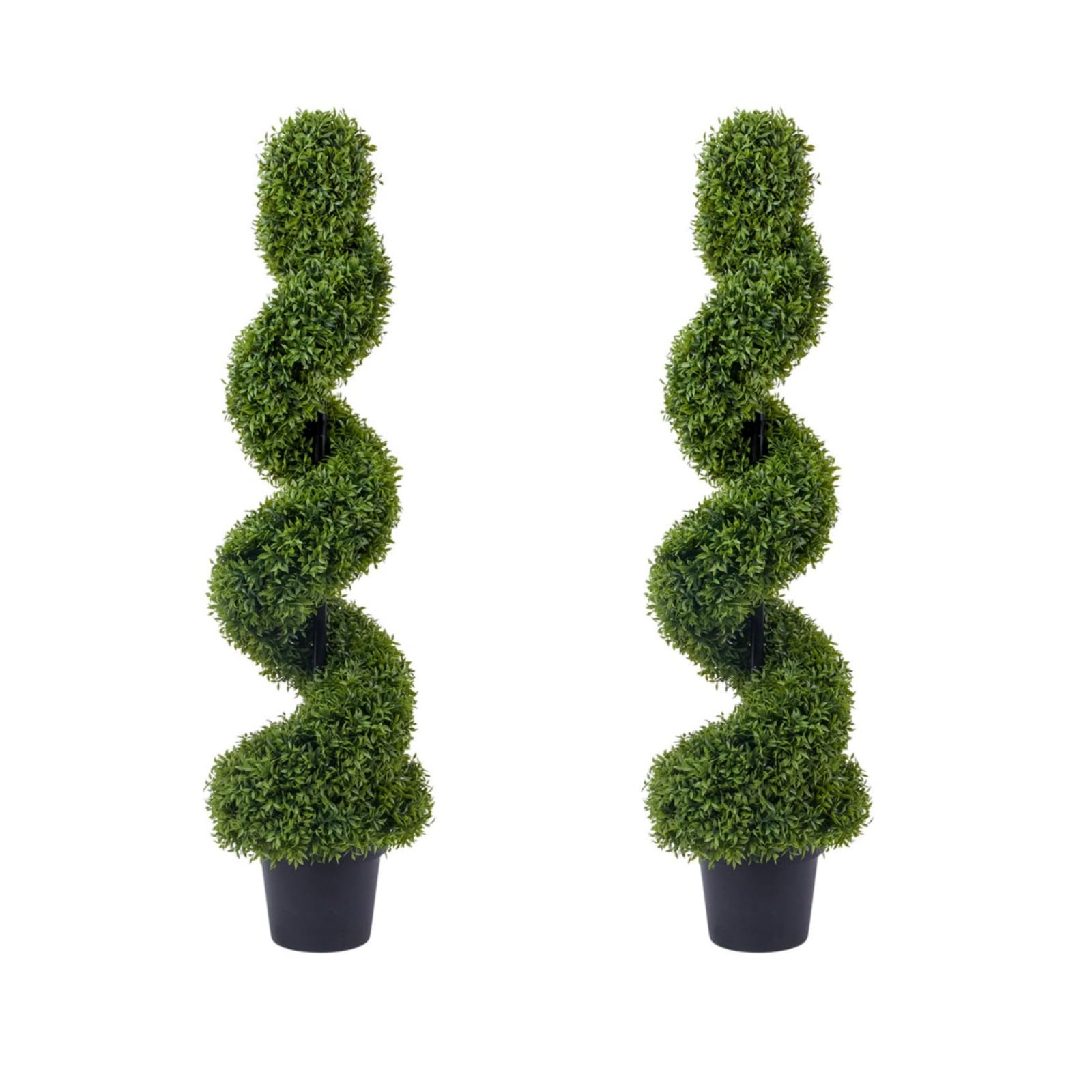 GarveeHome Set of 2 Artificial Spiral Cypress Topiary Trees, Realistic UV-Resistant Faux Shrubs with Pots, Low-Maintenance Evergreen Fake Plants for Indoor Outdoor, Porch, Balcony, Patio, Entryway