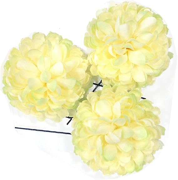 Amazon Co Jp 花 髪飾り 3個セット ピンポンマム 白生成り ホワイトクリーム Uピン ヘアアクセサリー ジュエリー