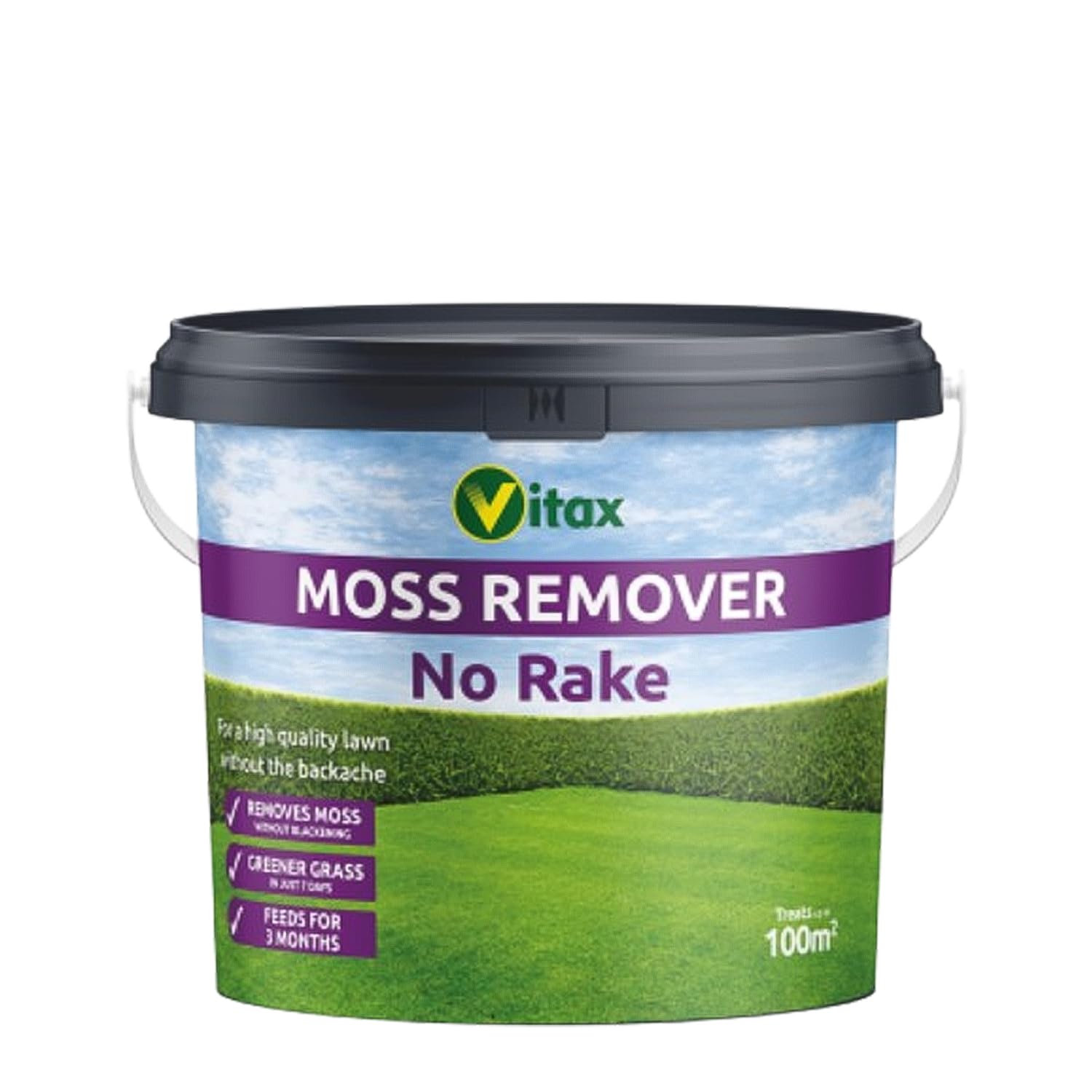 Vitax Moss Killer No Rake Lawn Moss Remover Greener Lawn 3 Month Feed 100m2 5kg