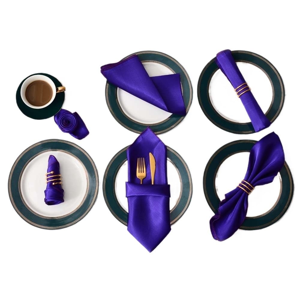 Cloth Dinner Table Napkins, Ester Dinner Napkins 12Pcs 30x30cm Multicolor Satin Table(12pcs Deep Purple)