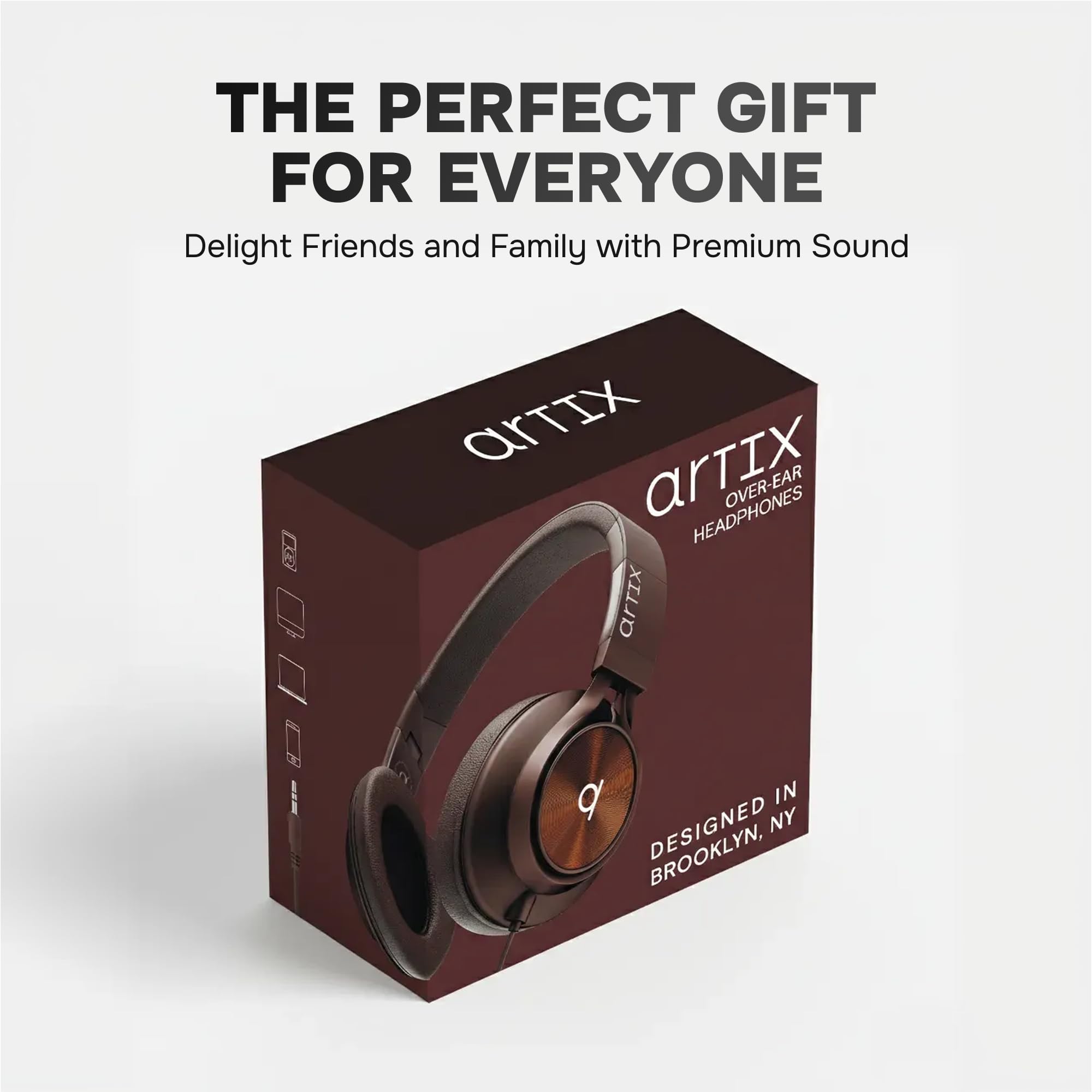 ARTIX CL750 Cuffie over-ear cablate con microfono e controllo del volume, audio con cancellazione del rumore al 100% cablata al computer, spina per laptop, cuffie da studio con cavo DJ