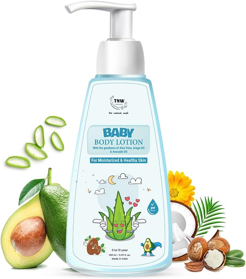 The Natural Wash Moisturising Baby Body Lotion (150ml) | with Avocado Oil & Calendula Oil | for Skin Softness, Hydration, Nourishment & Moisturisation