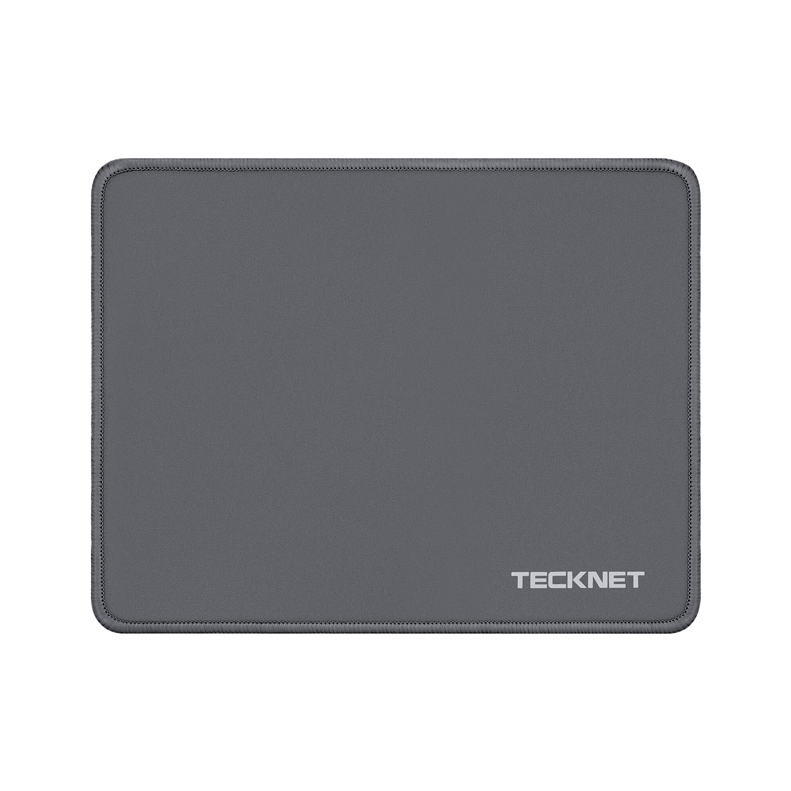 TECKNET Mouse Pad with Anti-fray Stitchin, Waterproof Surface & Non-Slip Rubber Base with Stitched Edges Gaming Mouse Mat for Laptop，Compatible with Laser and Optical Mice - Dark Gray