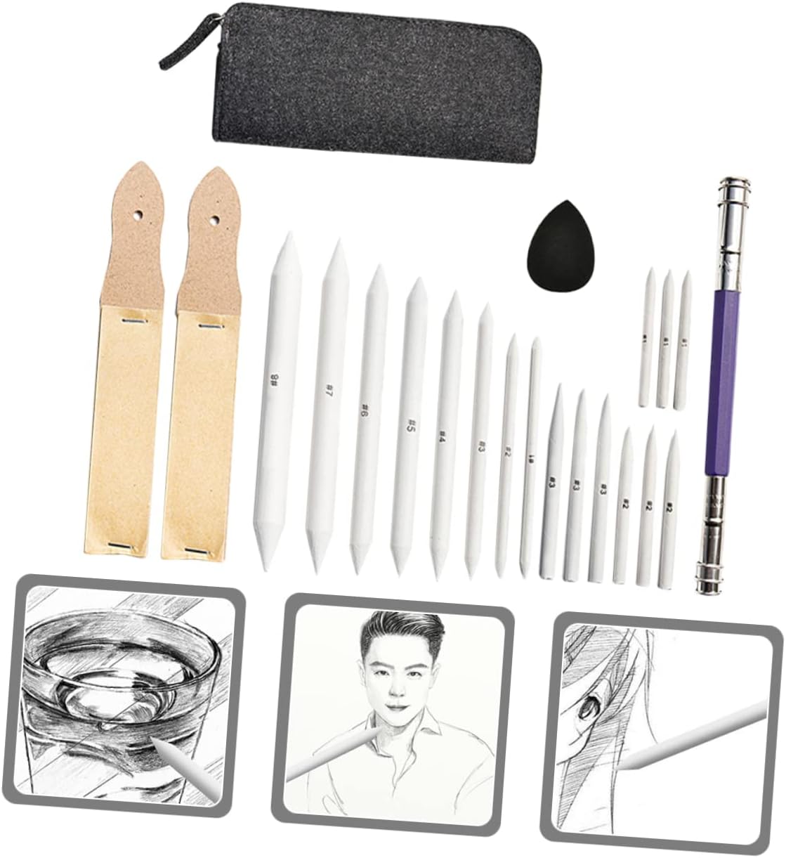 NUOBESTY Paper Eraser Pen Set Drawing Set Rubbing Tool for Water Paper Sketch Book Artist Drawing Supplies
