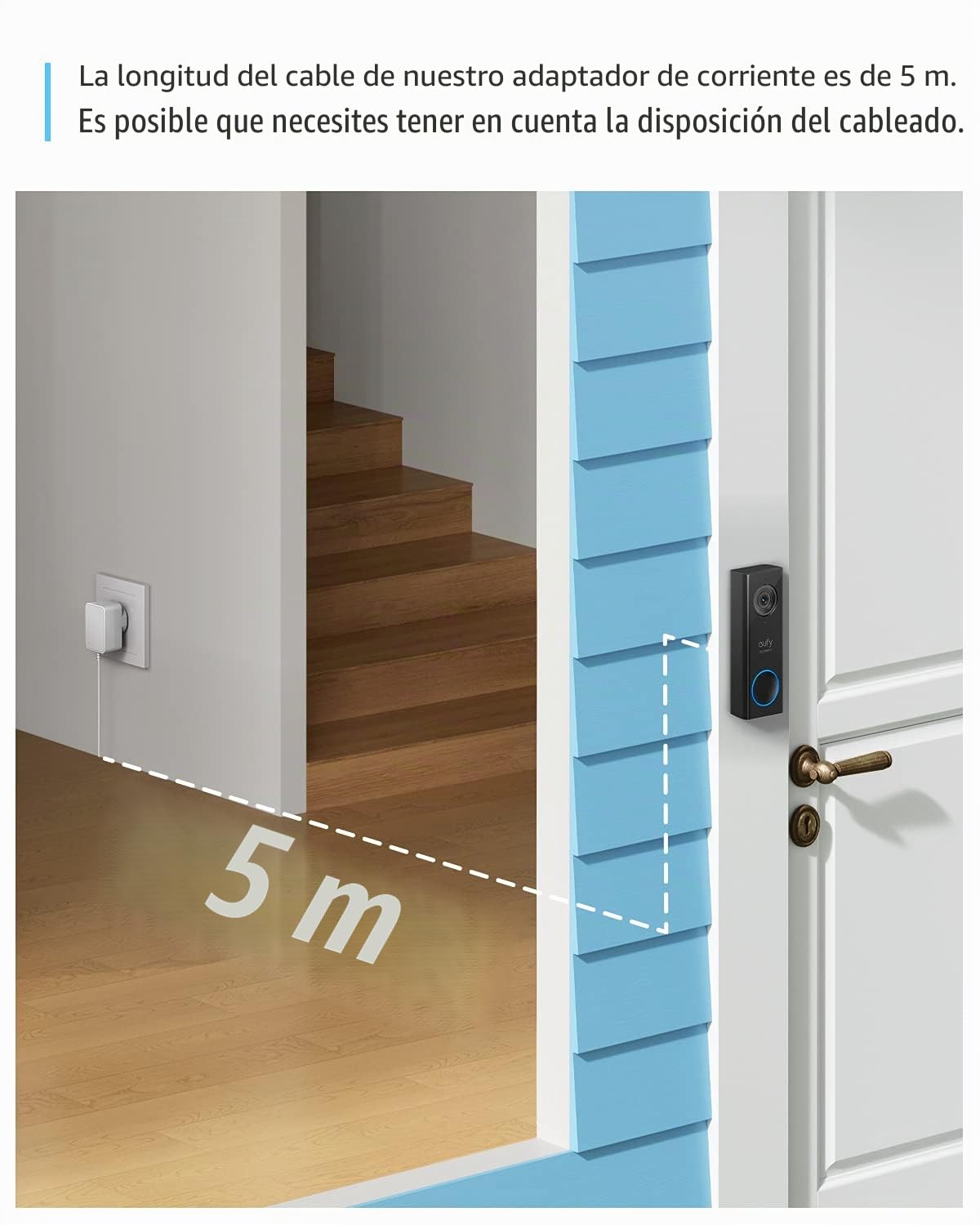 eufy Security Timbre de vídeo con Cable con Timbre de Puerta, resolución 2K, Timbre con cámara, Almacenamiento cifrado, Uso Gratuito, WiFi, Requiere Circuito de Timbre existente
