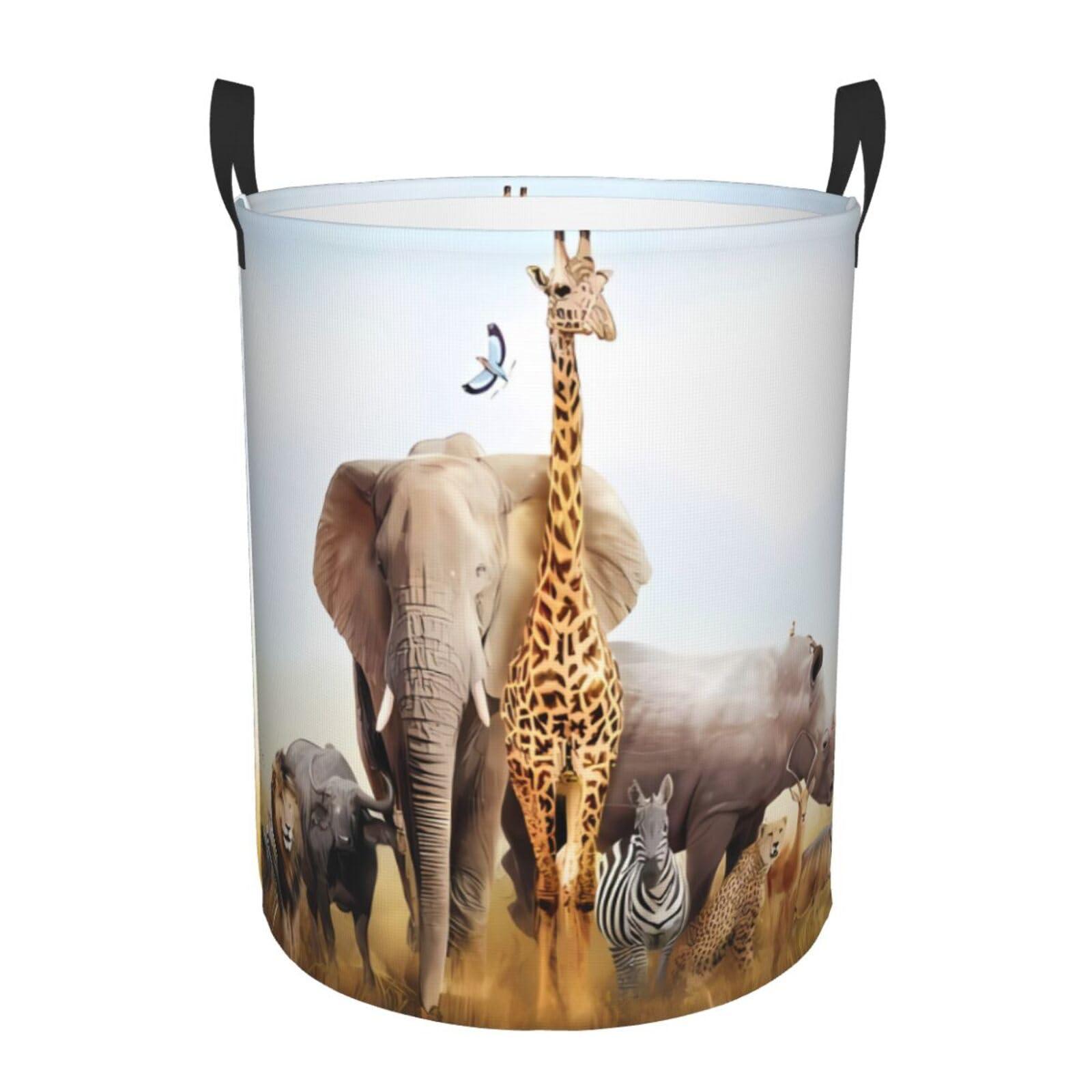 S Circular Hamper Animal Safari Print for Dirty Clothes