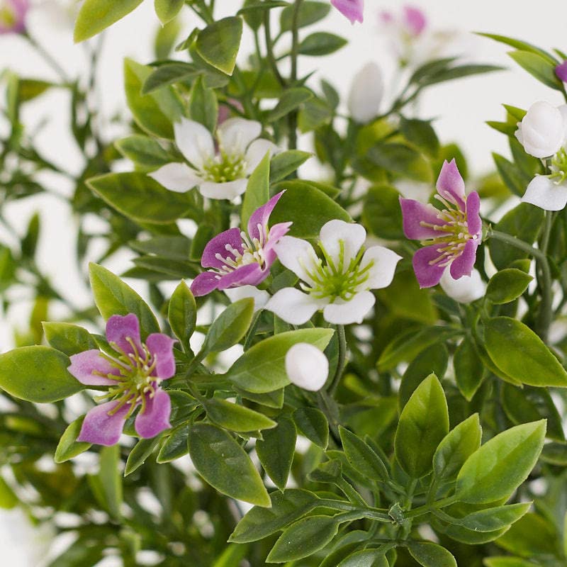 Factory Direct Craft Group of 2 Weather Resistant Purple and White Artificial Tealeaf Bushes for Indoor and Outdoor Arrangements - 14