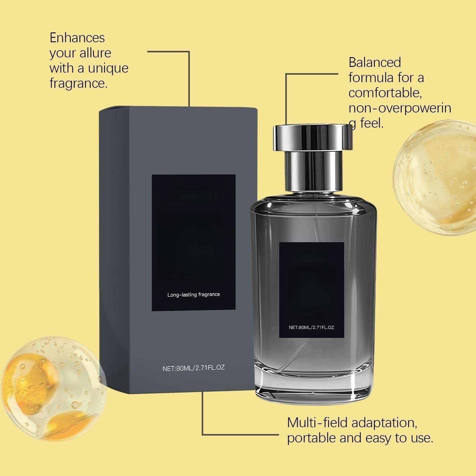 Perfumy dla mężczyzn, rozpylacz podróżny 80 ml, długa żywotność, kompaktowa butelka na dzień i noc, elegancka mieszanka na randkę i wesele, akcesoria do pielęgnacji
