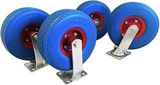 Professional EZ Travel Collection 4-Pack of 10inches X-Large Flat Free Casters (2 Swivel and 2 Fixed) 350 LBS Rated