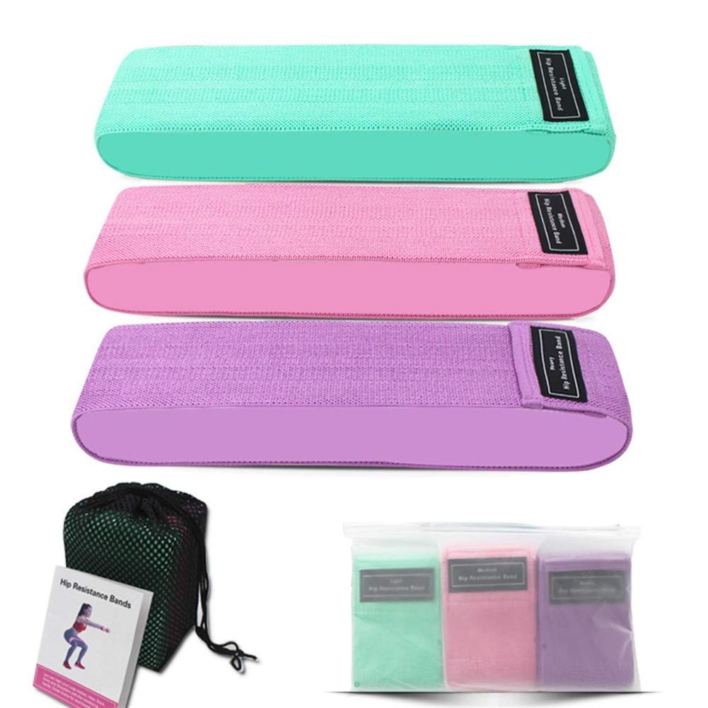 Squat resistance with resistance bands hip hip buttock ring with elastic resistance band yoga (Size : Set (3 squat belts+mesh bag))