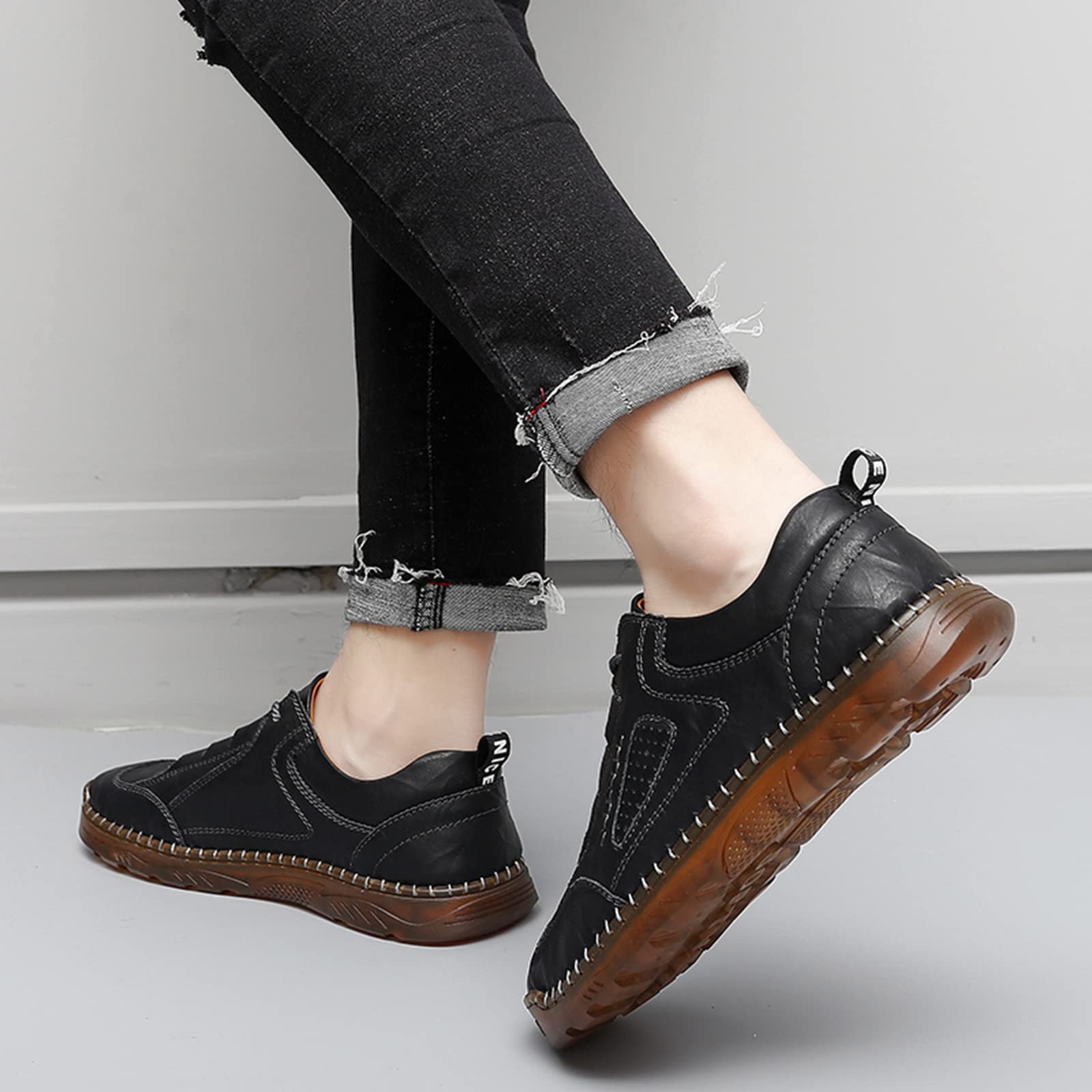 Hombres Casual Slip On Mocasines Zapatos de conducción Vestido de Cuero Mocasines Zapatillas Moda Walking Flats