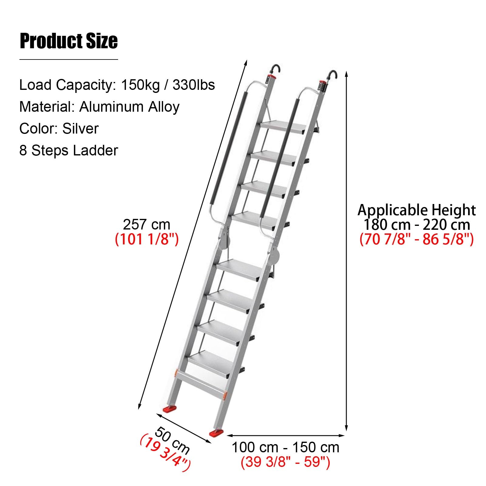 Amazon.co.jp: ロフトはしご 折りたたみ式屋根裏梯子（手すり付き
