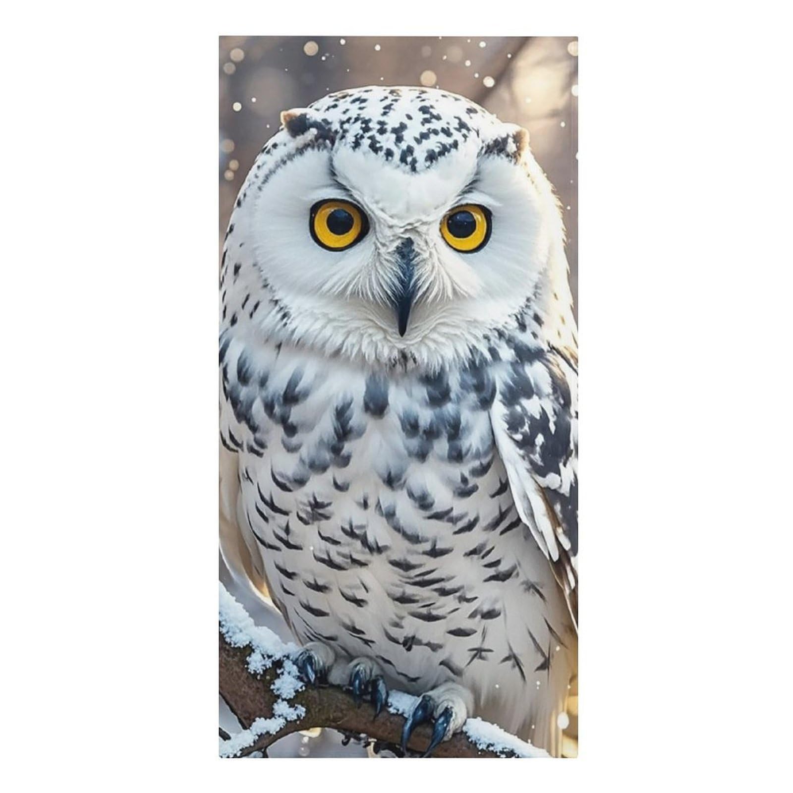 Fodpand Girls Style Lightweight Microfiber Large Overszed Winter White Owl Beach Towel 30.3X61.4 In Sand Blanket Travel, Swim, Bathroom, Women Adults Gift Soft Big Pool Swim Towels