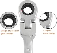 Vista 4 de Piutouyar - Llave de trinquete de cabeza flexible de 8 mm, llave de trinquete métrica profesional, llave combinada de caja de llaves de reparación