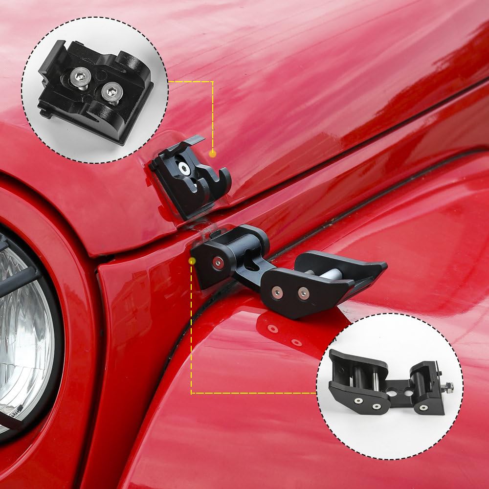 Unifizz Lot de 2 loquets de verrouillage pour capot de voiture pour Jeep Wrangler JK JL Gladiator JT Noir