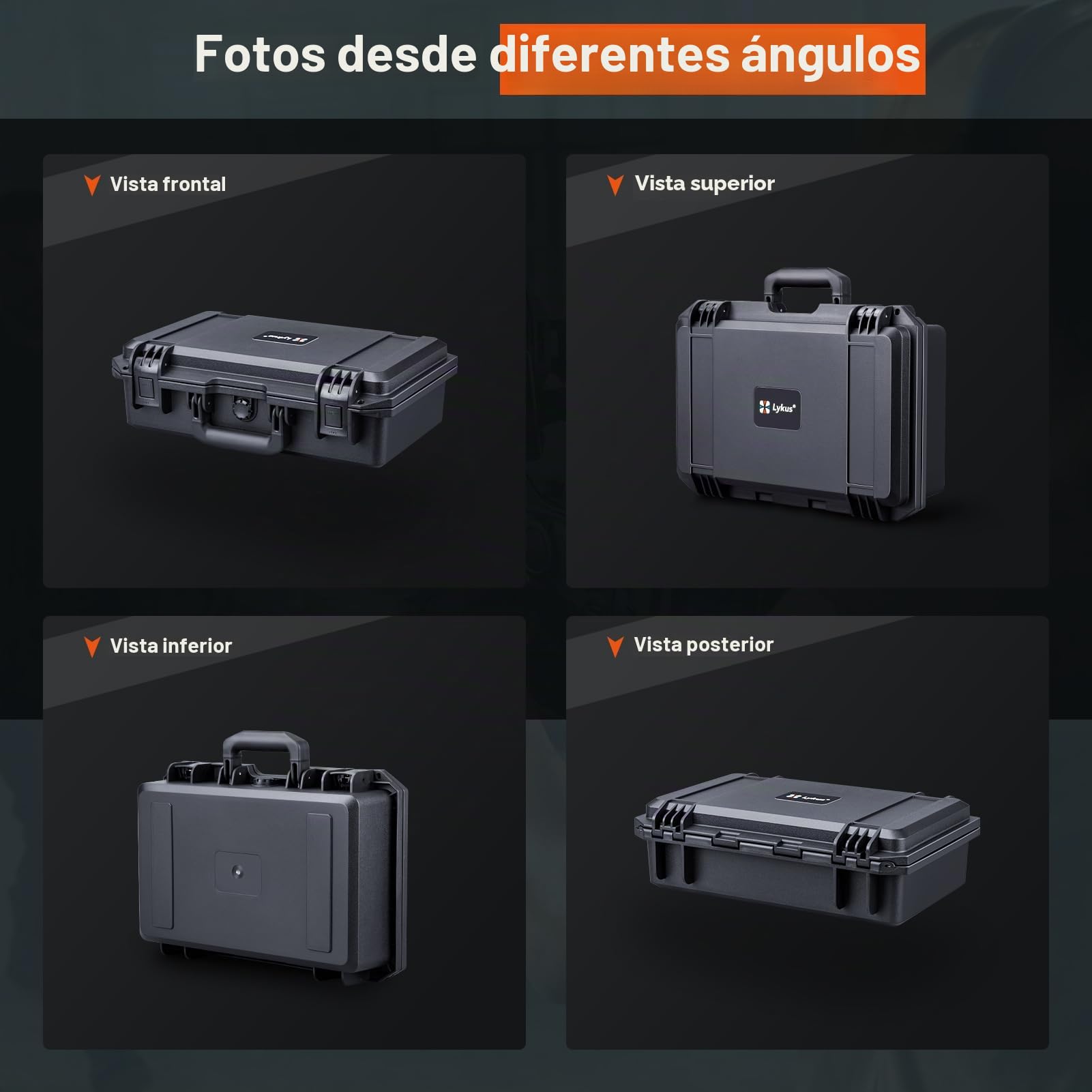 Lykus HC-3910 Maletín/Maleta/Estuche/Case rígida Impermeable con Espuma Personalizable, Tamaño Interior 38,9x22,7x11,5 cm, Adecuado para electrónica y más | IP67 Impermeable, Espuma Personalizable, Adecuado para Cámaras Fotos, Lentes, Equipos y Más