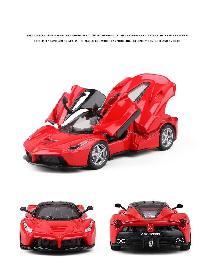 Veicoli a Motore in Scala 1/32 per Ferrari Laferrari Pressofuso Modello di Auto Sportiva per Bambini Suono Leggero Veicolo Giocattolo Regalo di Natale Modello di Auto Replica (Color : Red)